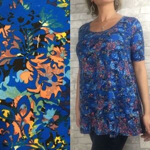LuLaRoe Blue Floral Perfect T